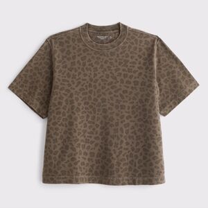 Abercrombie Premium Heavyweight Cropped Tee Leopard